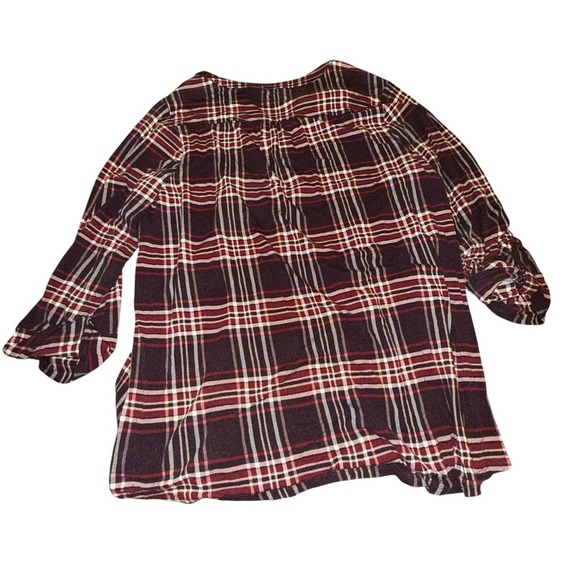 Westport Burgundy and Black Checkered V-neck Relaxed Fit Top - Picture 5 of 5